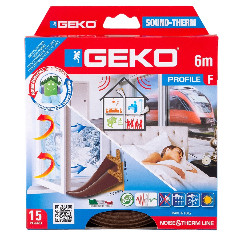 Guarnizione per l'isolamento di porte e finestre SOUND-THERM 6mt marrone Geko