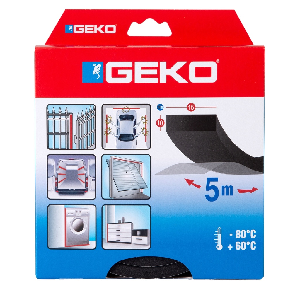 Guarnizione adesiva in neoprene per serramenti MUSS 15x10mmx5mt Geko