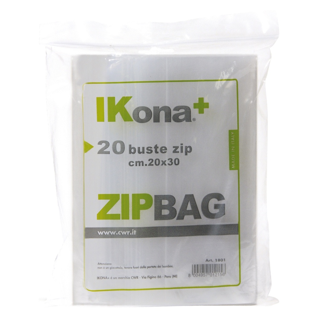 20 SACCHETTI ZIP20x30cm IN PLASTICA 1801 Ikona+