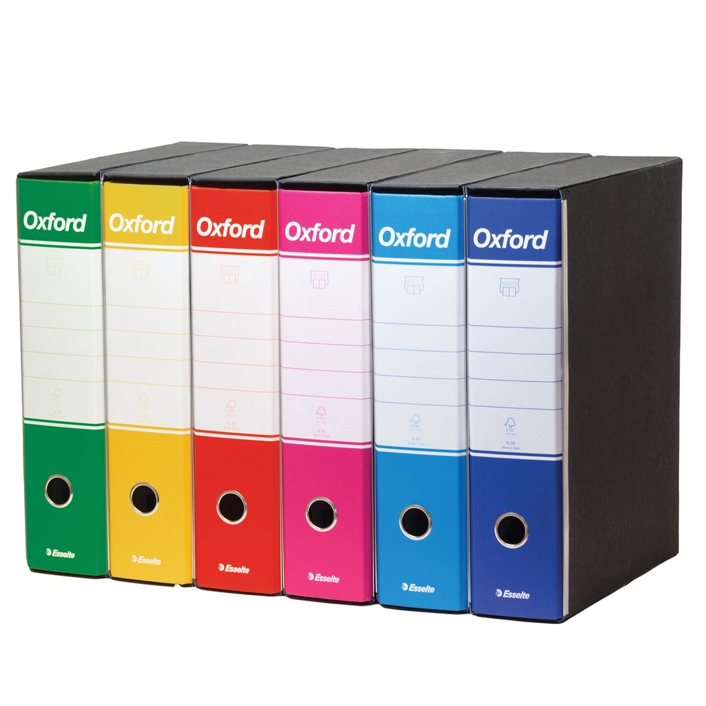 Conf 6 Registratori OXFORD G85 color MIX V2 dorso 8 cm f.to protocollo ESSELTE