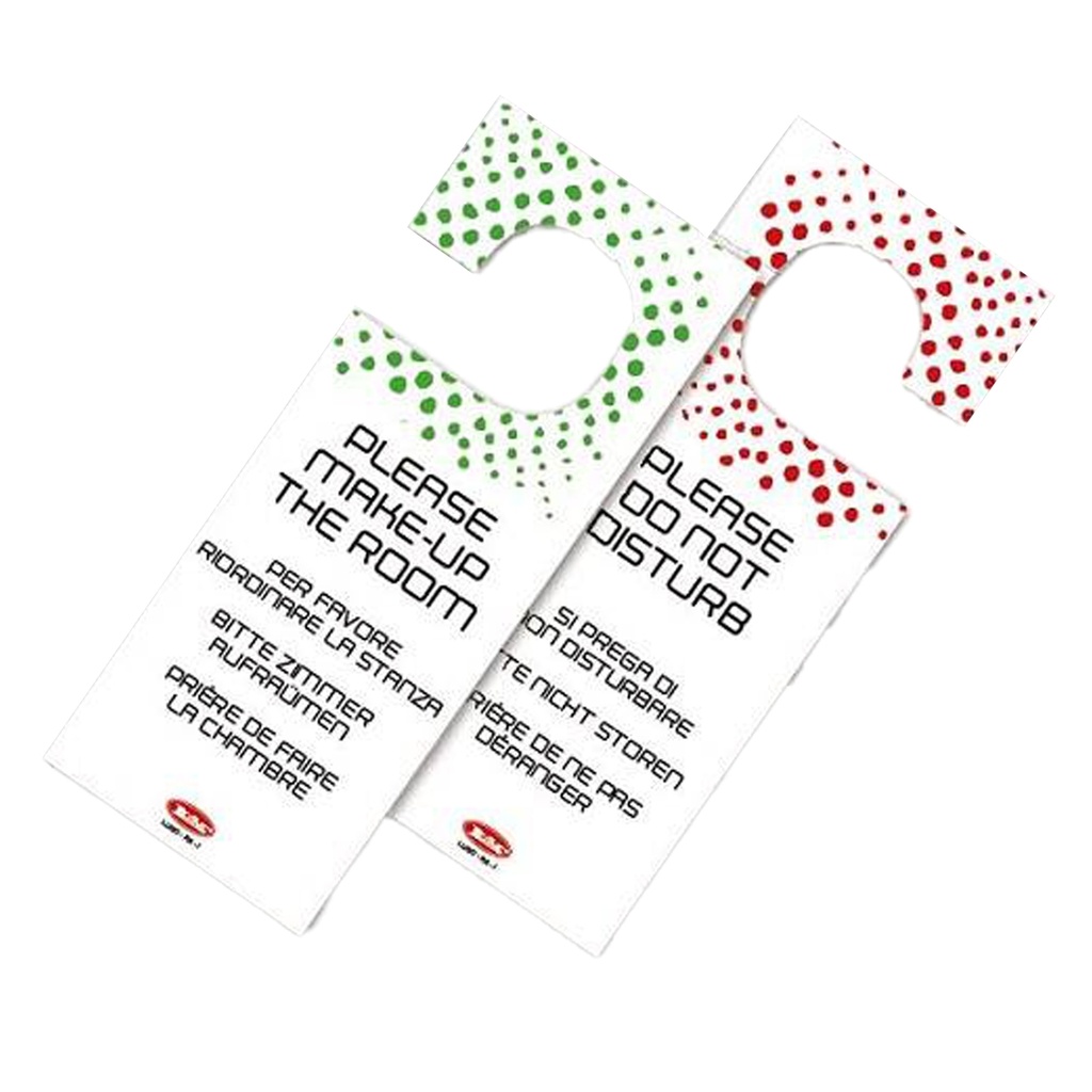 Conf da 20 appendiporta hotel "non disturbare" cartoncino plastificato Leone