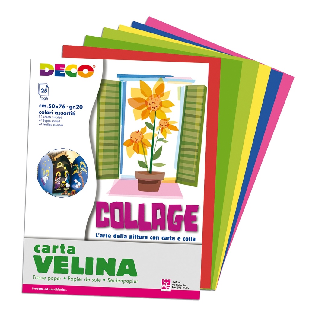 Busta di carta velina 25fg 50x76cm 5 colori assortiti DECO