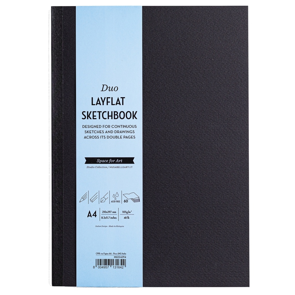 Sketchbook Duo Layflat 60 pag. A4 nero  MUSA