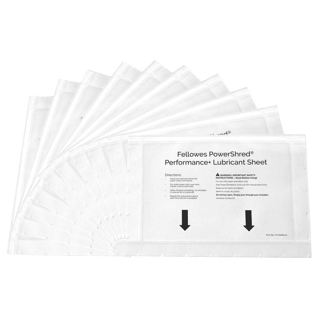 Confezione 10 Fogli lubrificanti Performance Fellowes