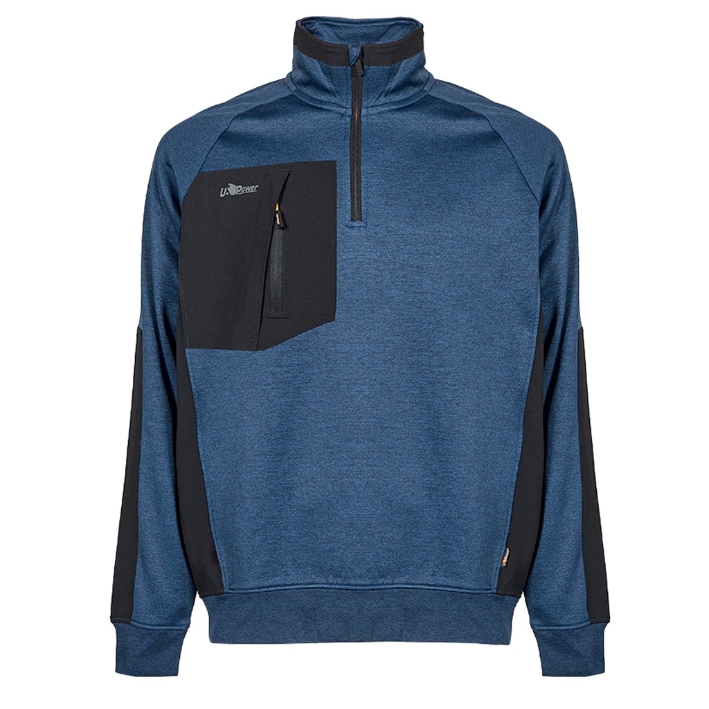 Felpa mezza zip Leeds tg L blu U-Power
