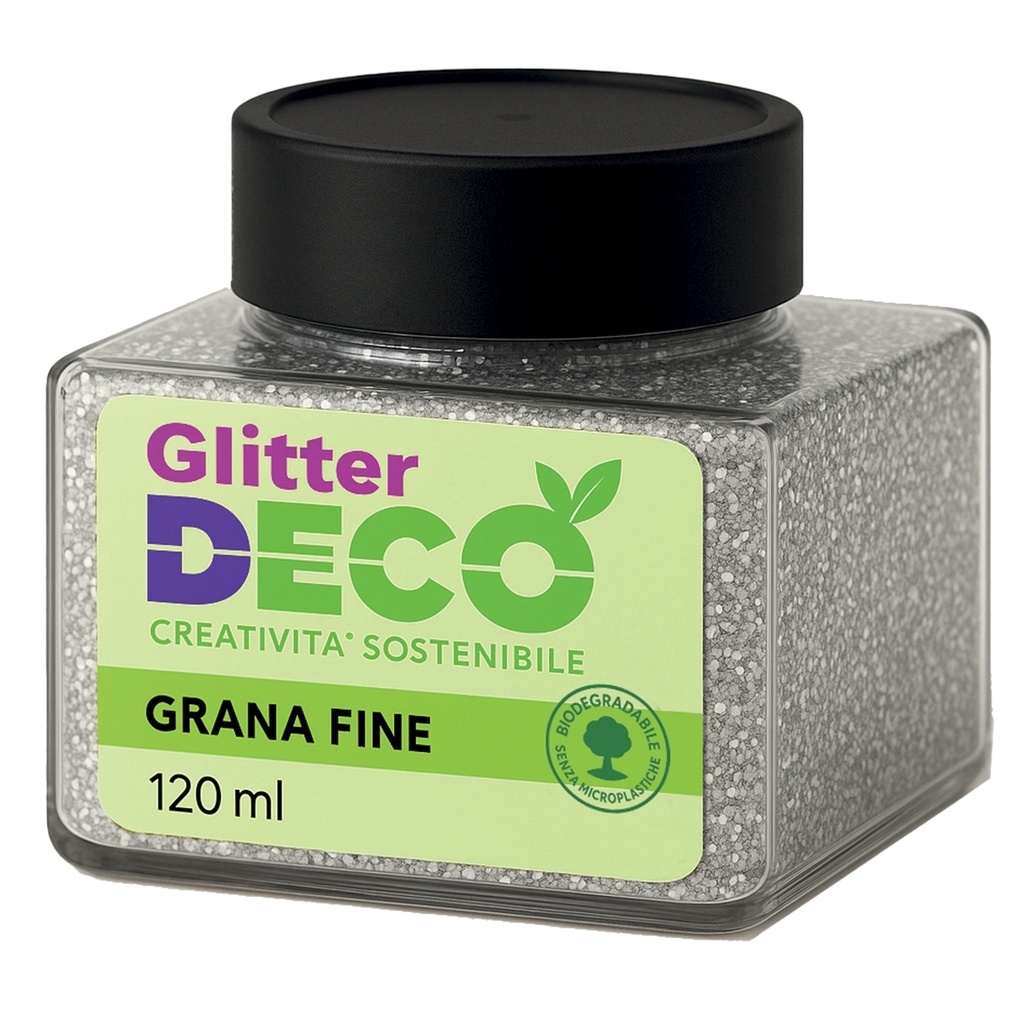 Glitter Bio grana fine flacone 120ml argento Deco