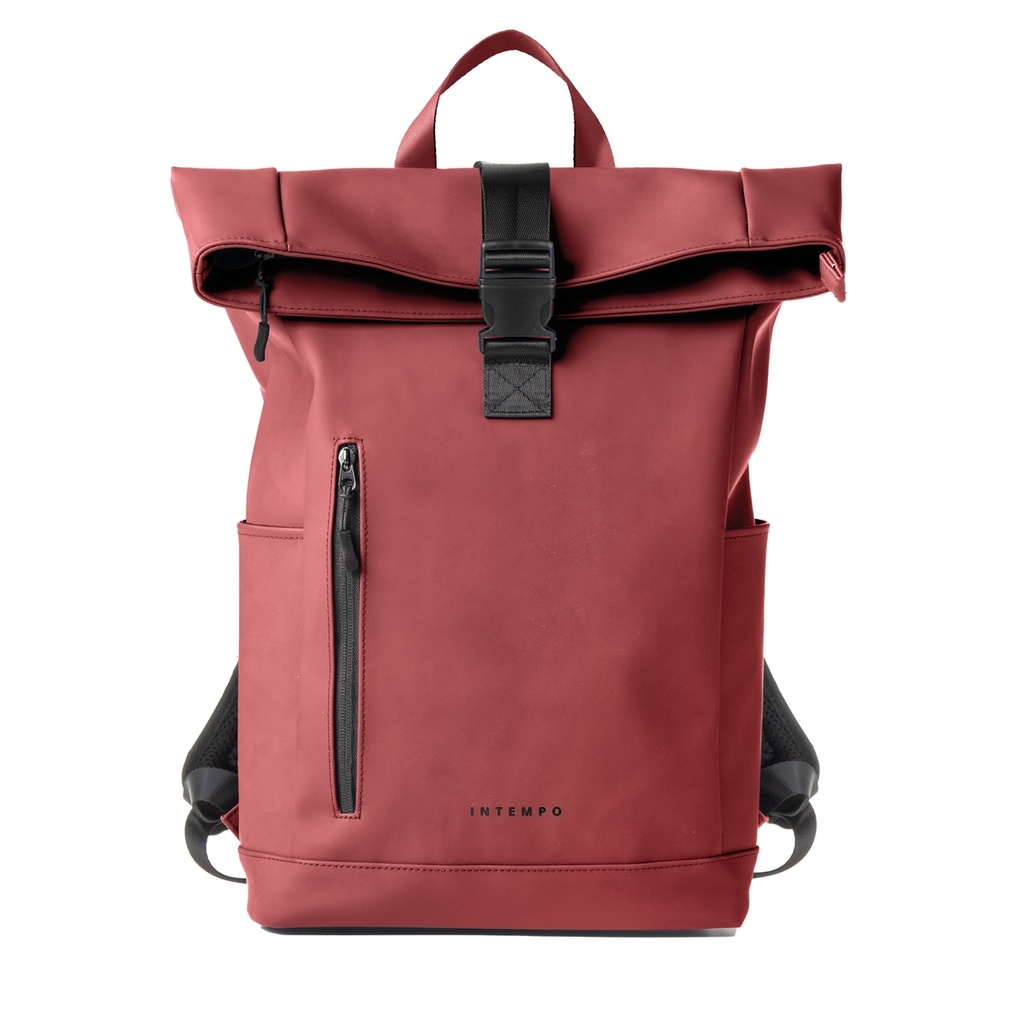 Zaino Roll-top Drop2Go gomma antipioggia dim. 30x42x14cm bordeaux InTempo
