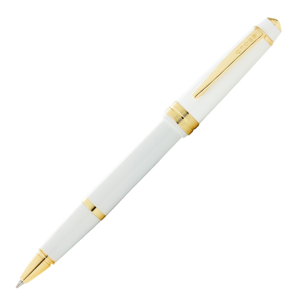 Penna roller Bailey Light punta F fusto bianco/oro Cross
