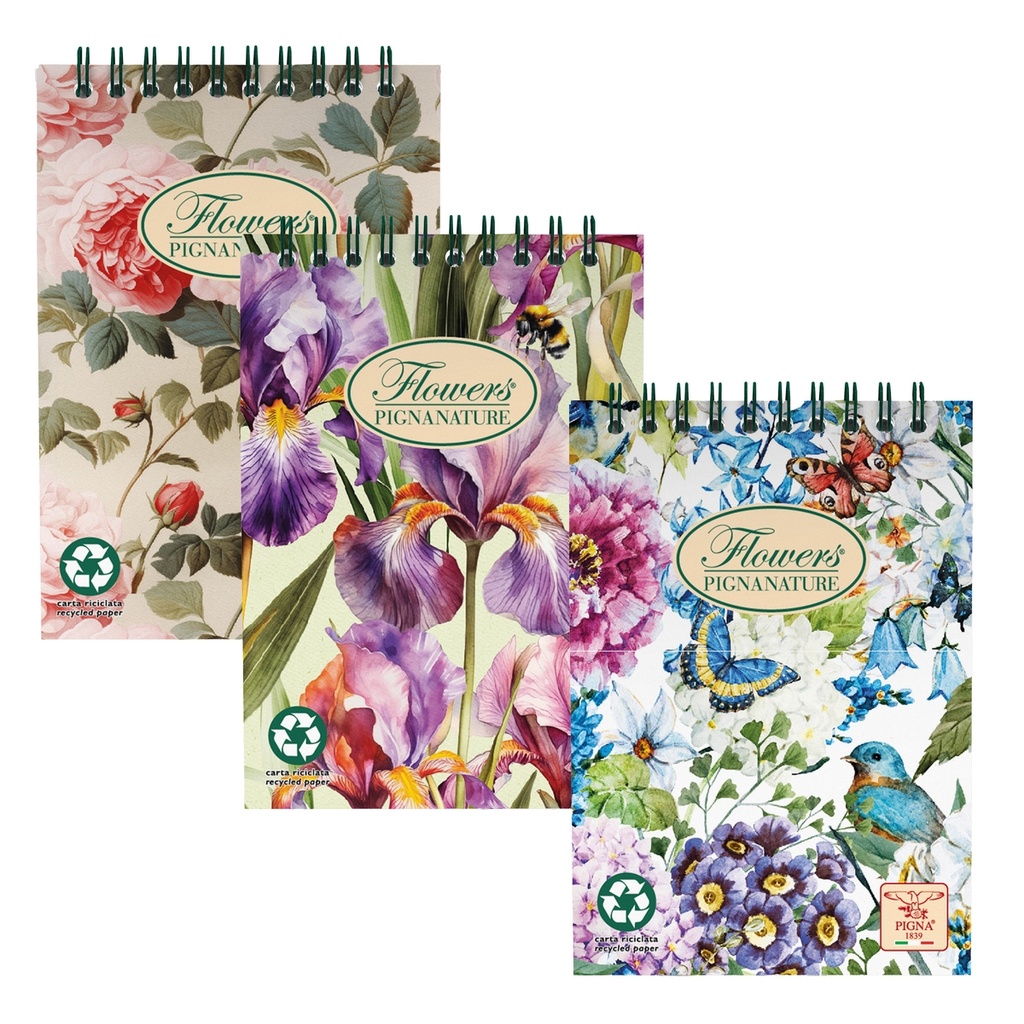 BLOCCO SPIRALE 5MM A6 80GR 50FG PIGNA NATURE FLOWERS