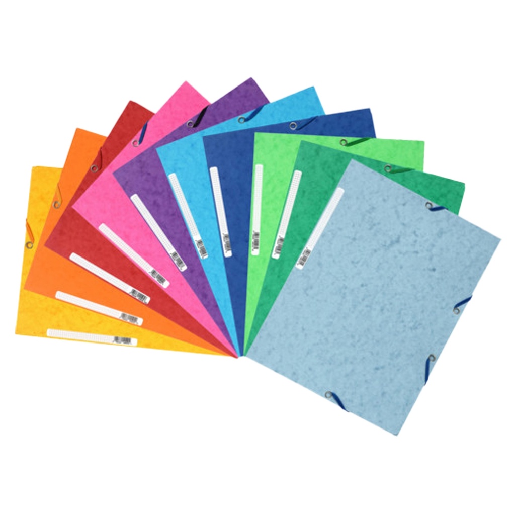 Cartella 3 lembi c/elastico 24x32cm colori ass. 400g 55510E Exacompta