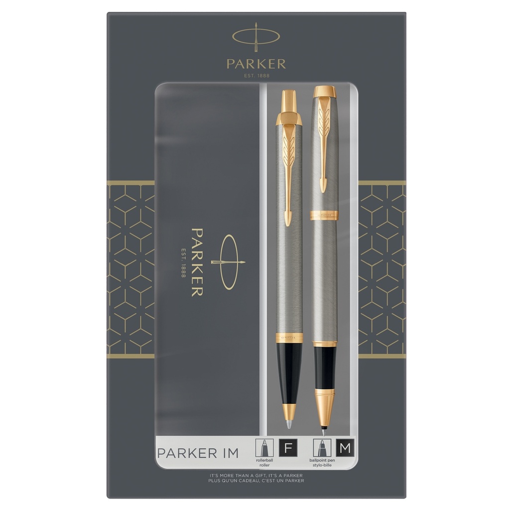 Gift Set sfera M + roller a sfera IM Brushed Metal GT Parker