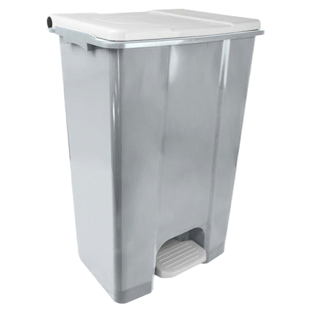 Contenitore mobile a pedale in plastica riciclata Ecoconti 80lt grigio e bianco