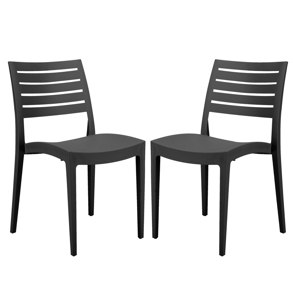 Set da 2 sedie Firenze in polipropilene antracite Grandsoleil
