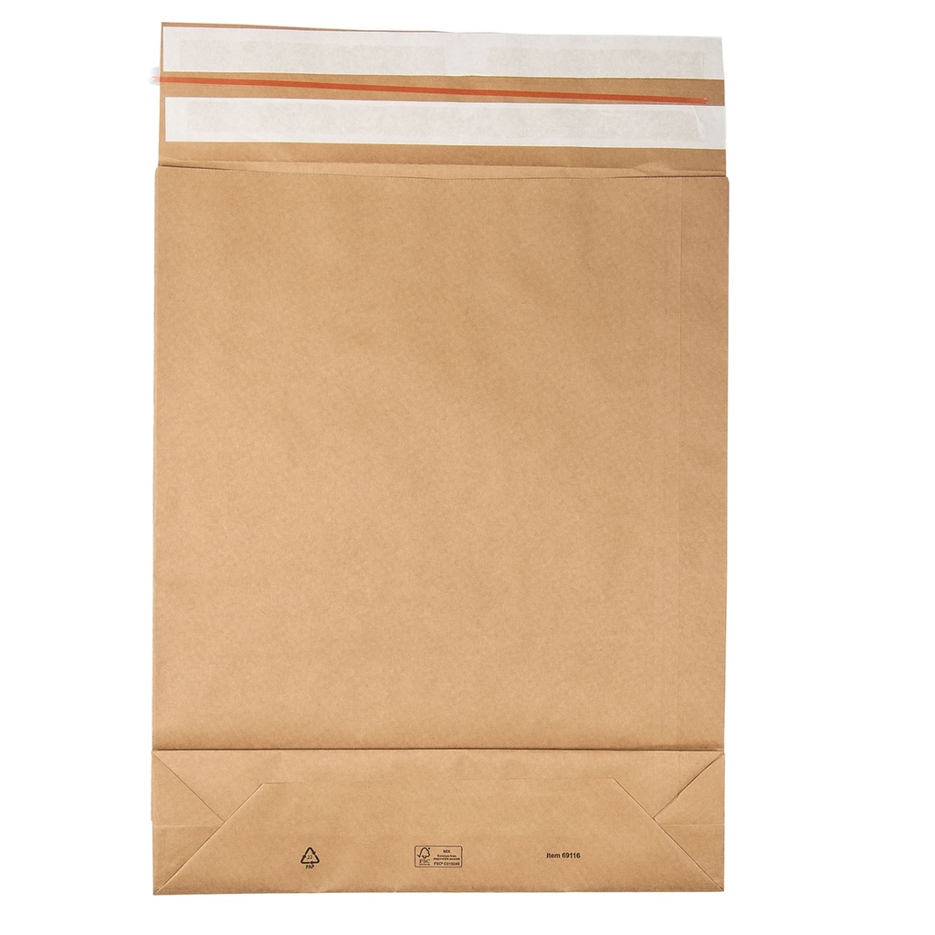 100 Sacchetti a fondo quadro E-Green carta kraft avana 40x50x10 +10 cm