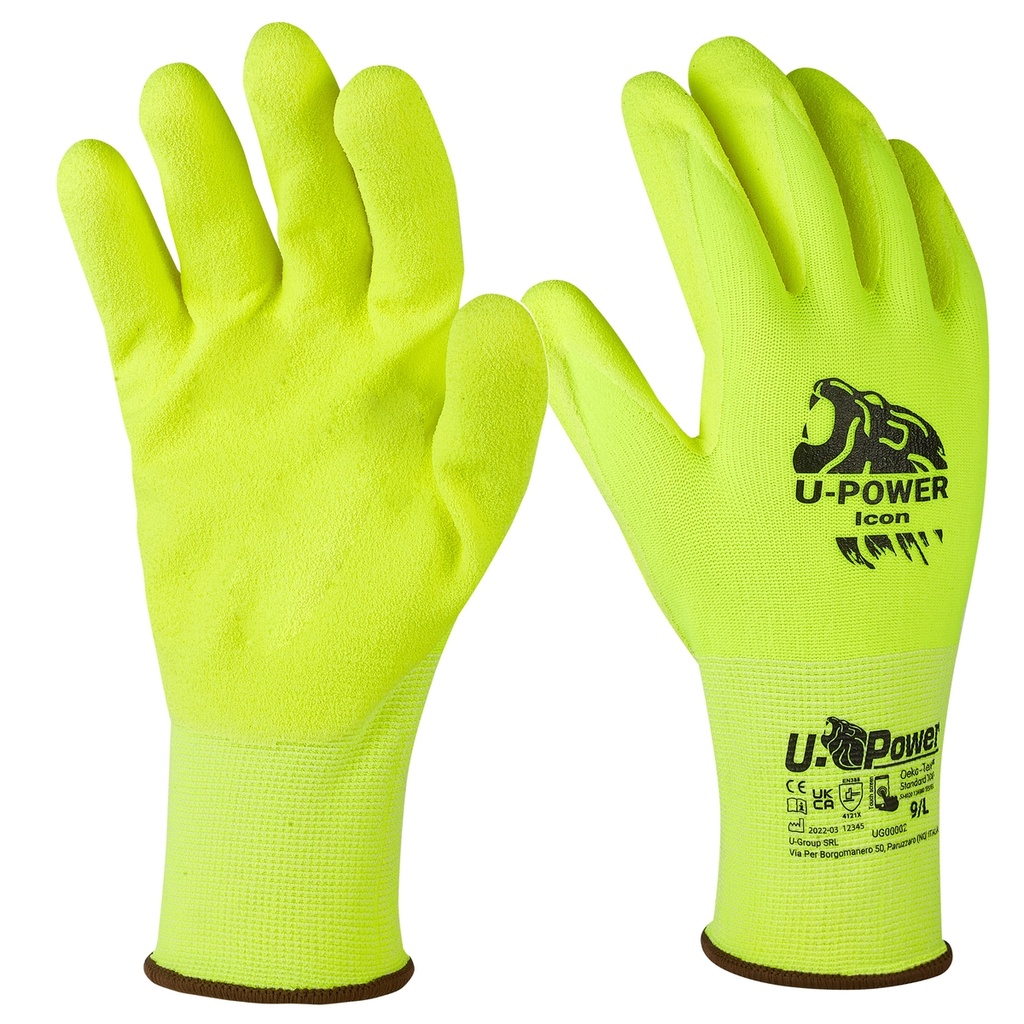 Guanti di protezione ICON taglia 08 giallo fluo c/polsino giallo U-Power
