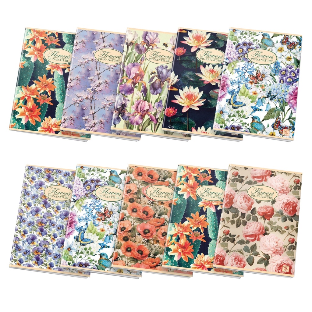 Quaderno A5 40fg+2 80gr 1rigo NATURE FLOWERS Pigna