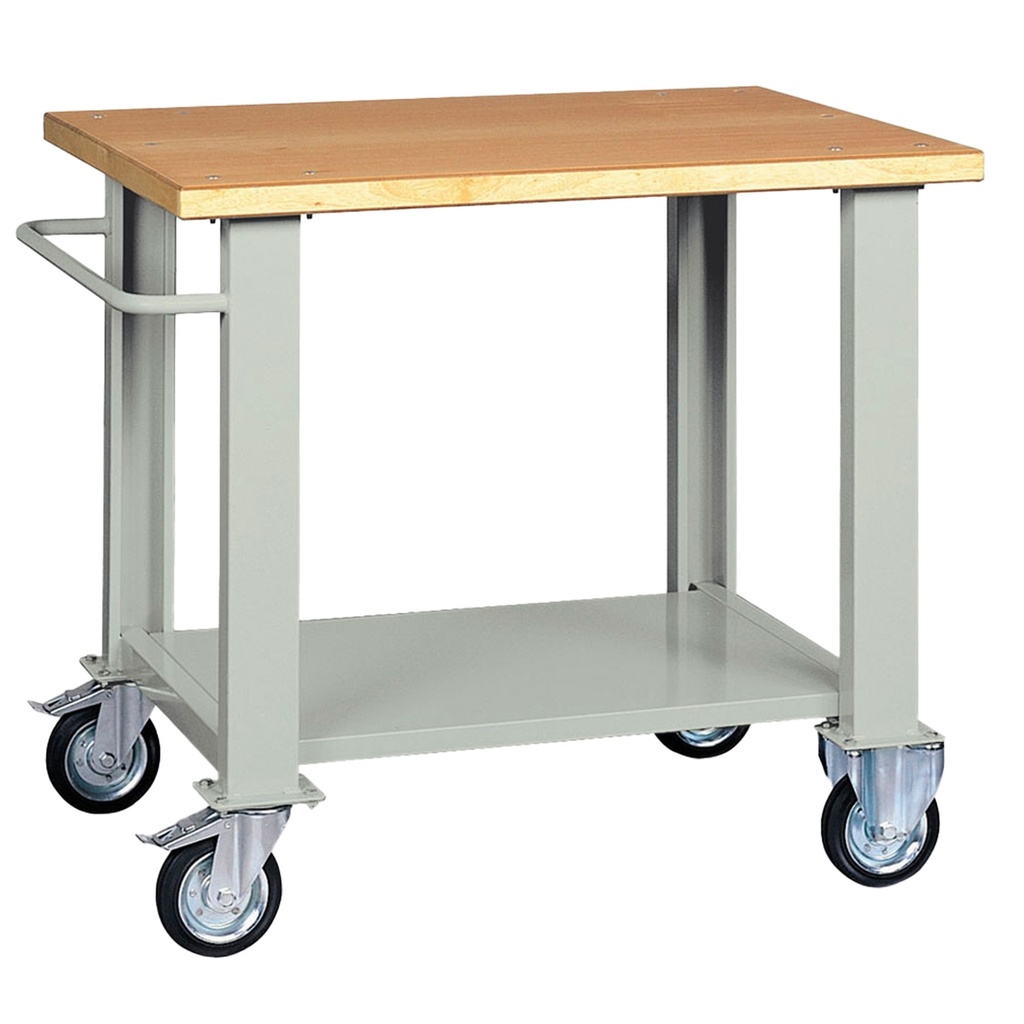 Banco da lavoro con ruote 100x75x90cm grigio/legno