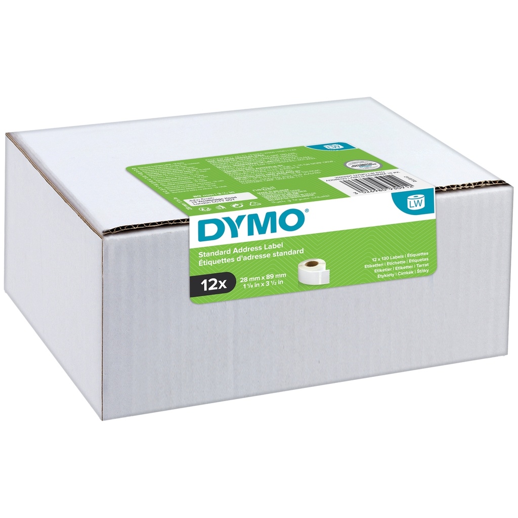 Value Pack 12 rotoli etichette LW Indirizzi Standard 28x89mm Bianco Dymo