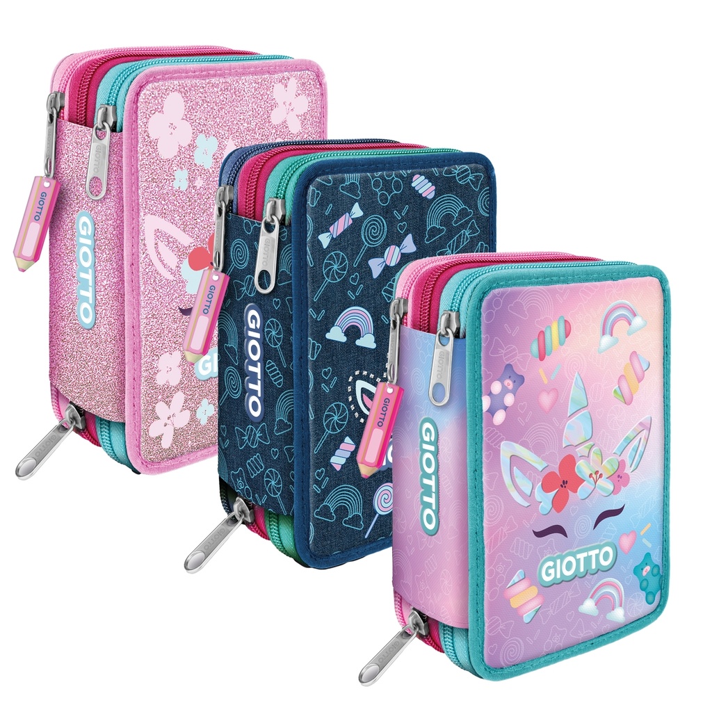 Astuccio 3 zip Candy collection fantasie assortite Giotto
