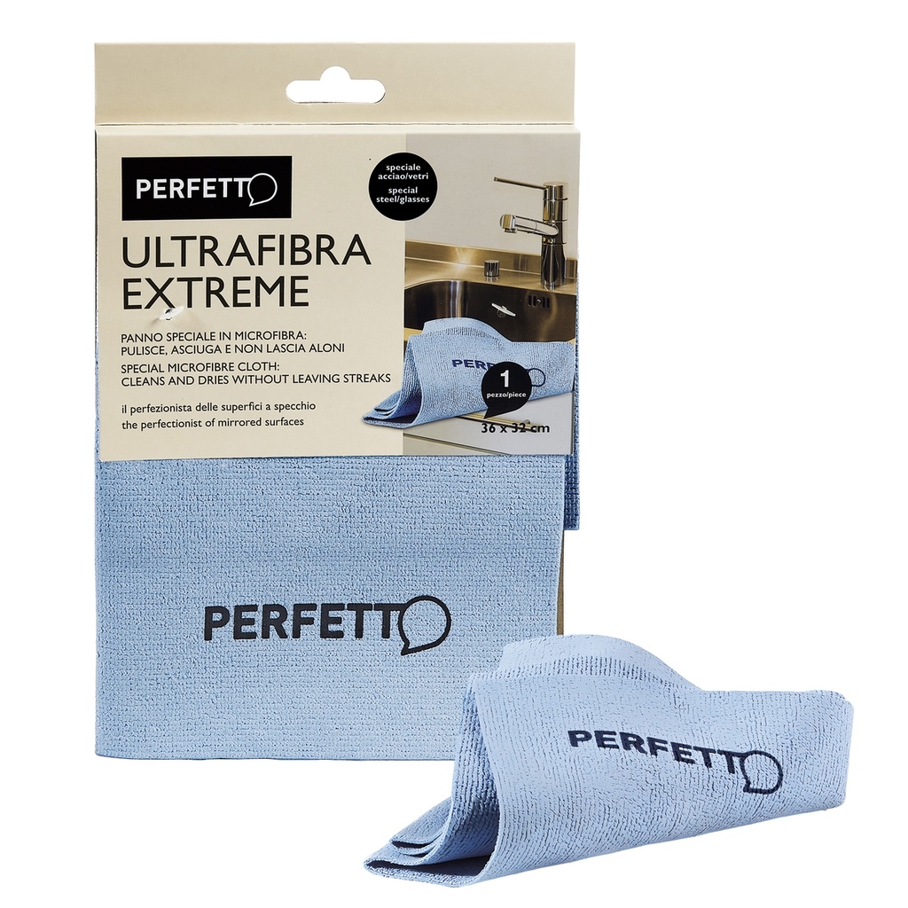 Panno multiuso Extreme in microfibra acciaio/vetri 32x36cm blu Perfetto