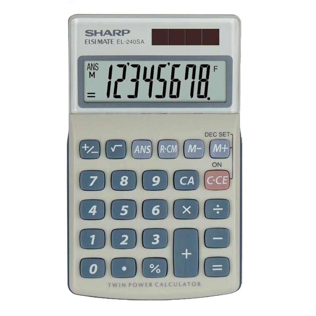 Sharp Calcolatrice tascabile EL240SAB Bianco/Grigio 8 cifre