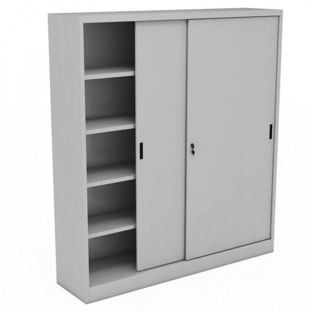 Armadio Metallico ANTE SCORREVOLI L180 P45 H200 GRIGIO - 4 Ripiani