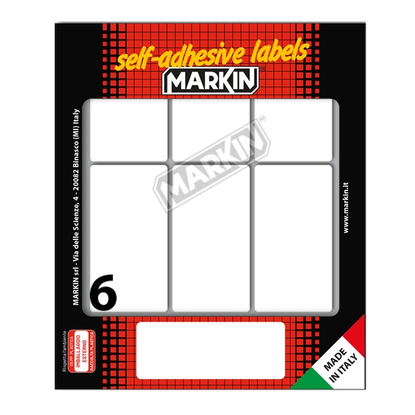 Etichetta adesiva bianca 70x37mm (10fogli x 6etichette) Markin