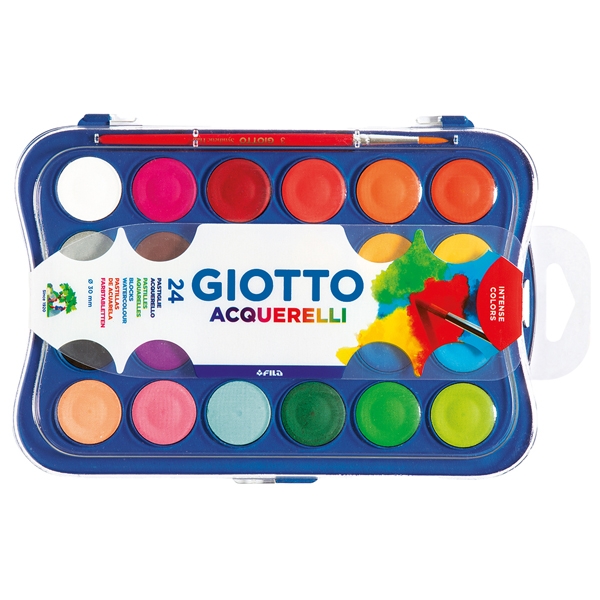 COLORI ACQUERELLO IN 24 COLORI pastiglie da diam.30mm GIOTTO