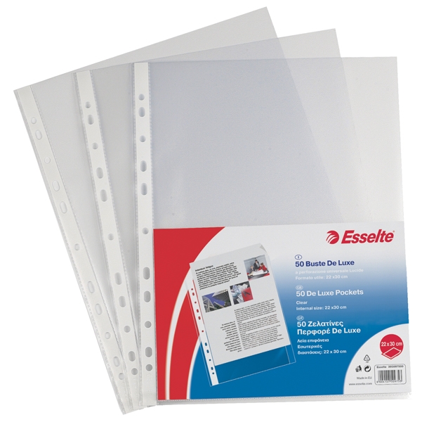 50 BUSTE FORATE 22X30 13/100 LISCIO DE LUXE ESSELTE