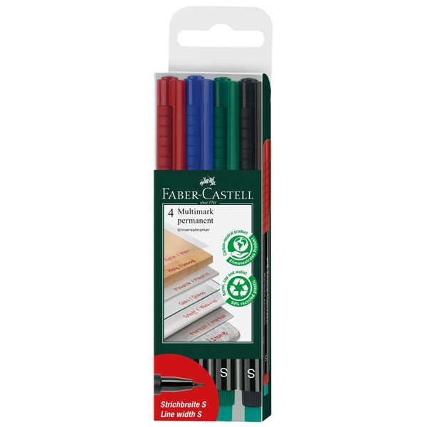 BUSTA 4 COLORI PENNARELLO MULTIMARK 0,4mm SUPERFINE FABER-CASTELL