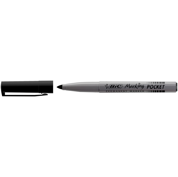 SCATOLA 12 MARCATORI POCKET 1445 NERO P.TONDA PERMANENTE BIC