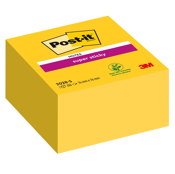 BLOCCO 350foglietti Post-it(R) Super Sticky 2028-S 76x76mm GIALLO ORO