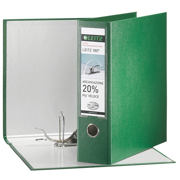 Registratore LEITZ 180' G65 verde dorso 8cm f.to protocollo LEITZ