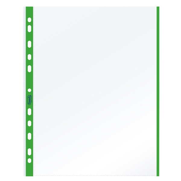 10 BUSTE FORATE 21x29.7cm C/BANDA COLORE VERDE 01/0165