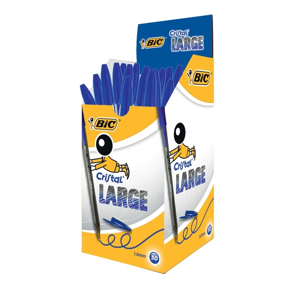 Scatola 50 penna sfera CRISTAL(R) large 1,6mm blu BIC(R)