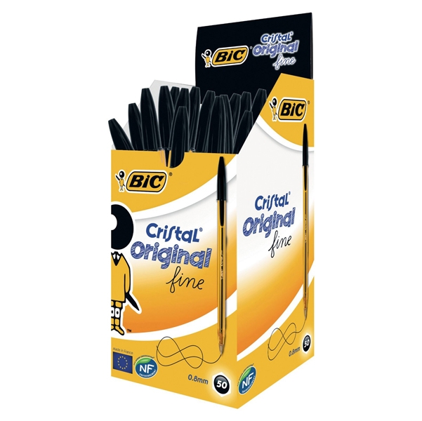 Scatola 50 penna sfera CRISTAL(R) fine 0,8mm nero BIC(R)