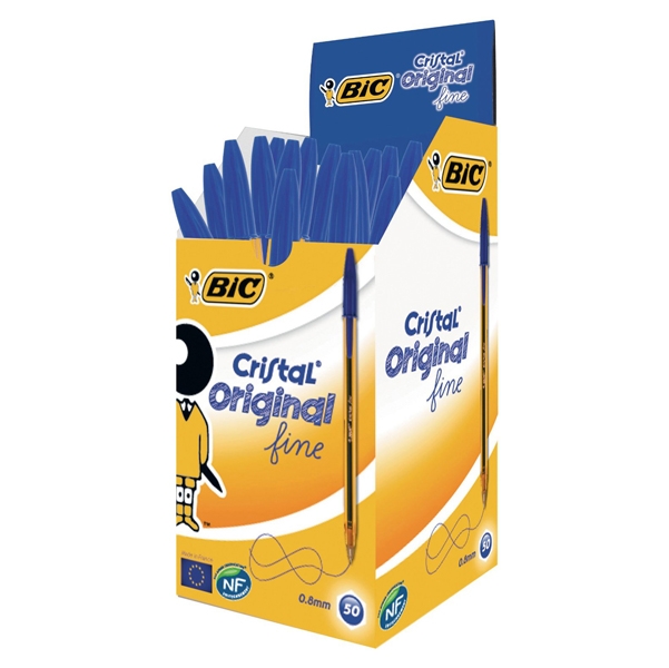 Scatola 50 penna sfera CRISTAL(R) fine 0,8mm blu BIC(R)