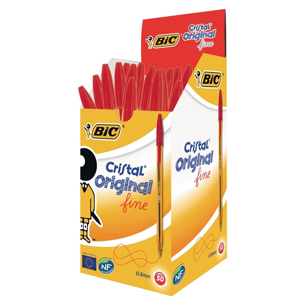 Scatola 50 penna sfera CRISTAL(R) fine 0,8mm rosso BIC(R)