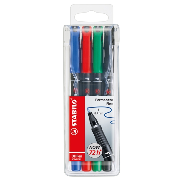 BUSTA 4 PENNARELLI STABILO OHPEN 842 PERMANENTE FINE