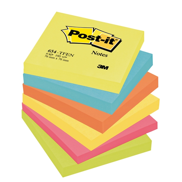 BLOCCO 100foglietti Post-it(R) 76x76mm 654-TFEN ENERGY 72GR ASSORTITO