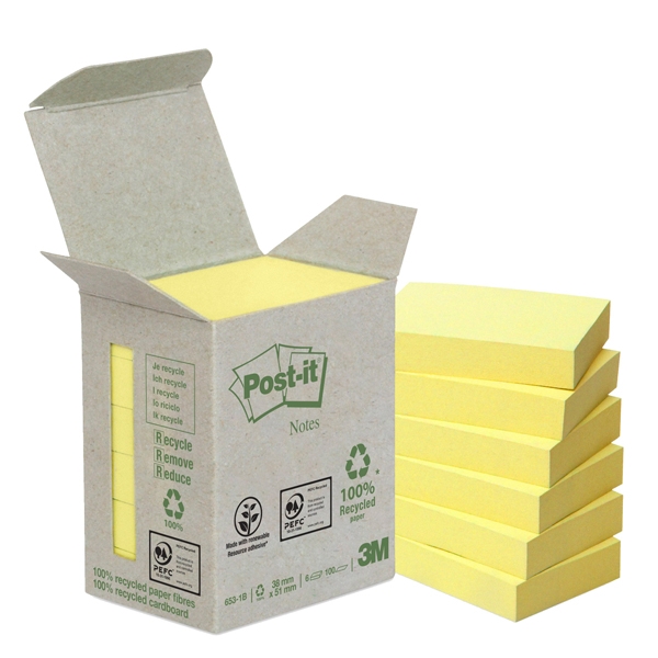 BLOCCO 100foglietti Post-it(R) Notes Green 38x51mm 653-1B GIALLO