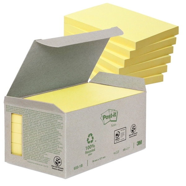 BLOCCO 100foglietti Post-it(R) Notes Green 76x127mm 655-1B GIALLO