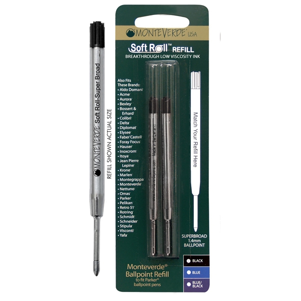 Blister 2 refill per SFERA Parker (R) NERO PUNTA LARGE