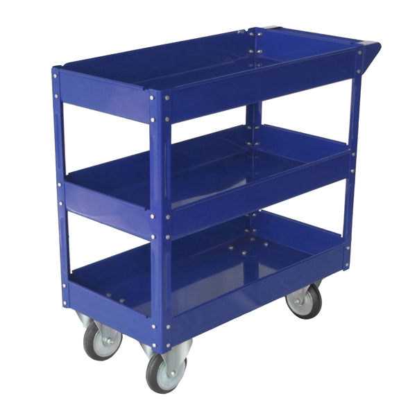 Carrello con Ruote in Acciaio Verniciato BLU 3 Ripiani 84x41cm H 82cm