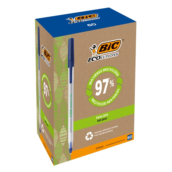 SCATOLA 60 PENNE A SFERA BIC(R) ECOlutions™ Round Stic™ BLU 1.0MM