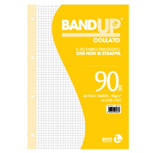 [D72394] BLOCCO COLLATO FORATI RINFORZATI BANDUP A4 90gr 40fg 5mm BM