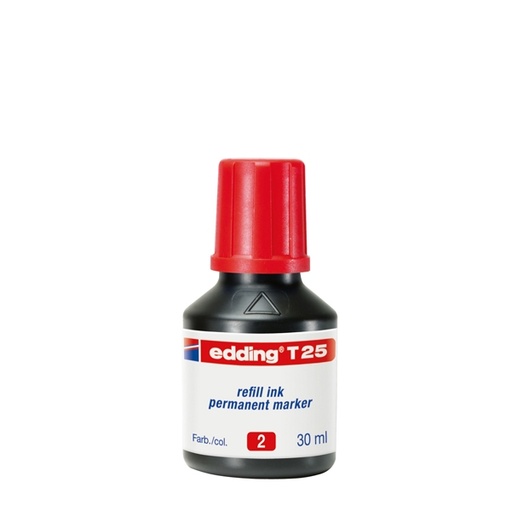 [D73447] RICARICA INCHIOSTRO PERMANENTE 30ML T25 ROSSO EDDING