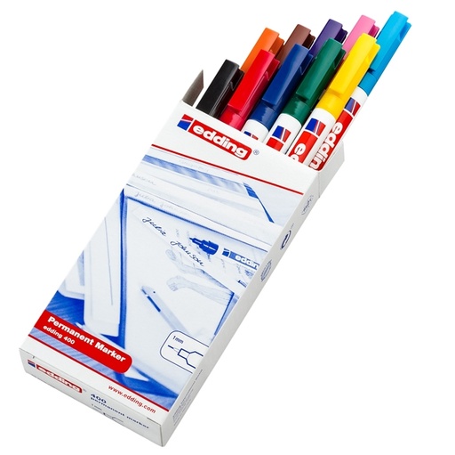 [D73450] Astuccio 10 marcatore permanente EDDING 400 punta conica col.assortiti