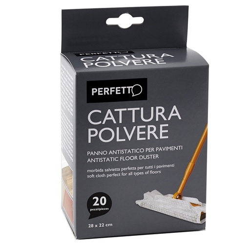 [D74076] 20 PANNI ANTISTATICI 22x28cm CATTURAPOLVERE PERFETTO