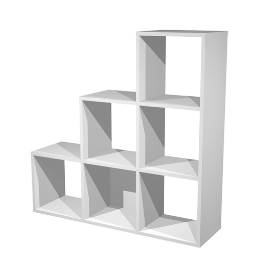 [D74431] LIBRERIA 6 CASELLE a SCALARE 104x29,2cm-H103,9cm GRIGIO ALLUMINIO - RAINBOW
